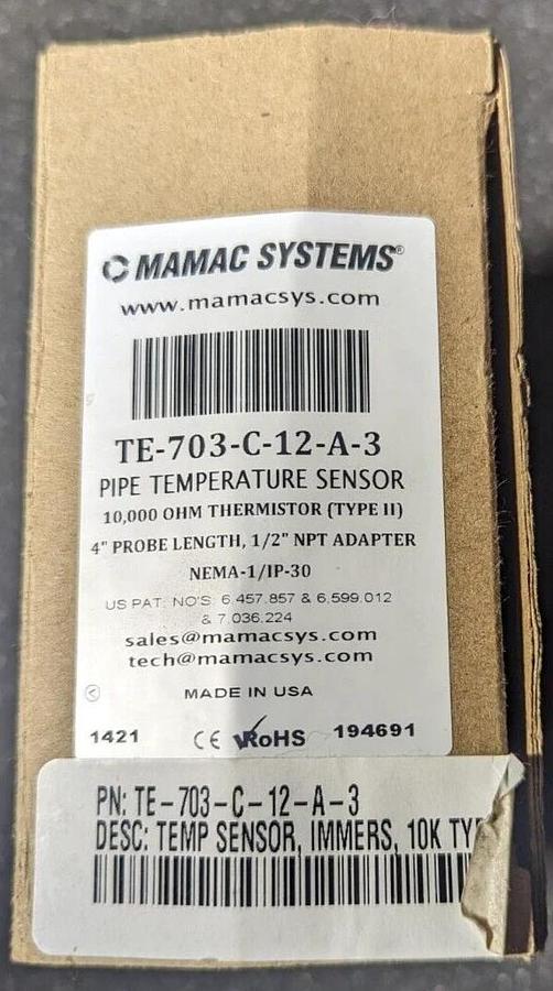 Mamac Systems  Pipe Temperature Sensor TE-703-C-12-A-3