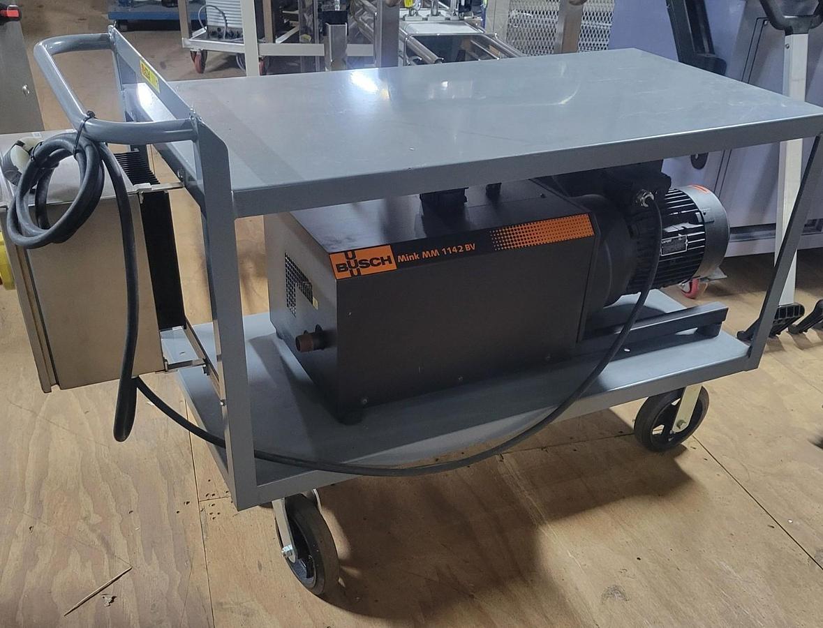 Used Busch Mink MM 1142 BV Vacuum Pump 2014 with controls and cart
