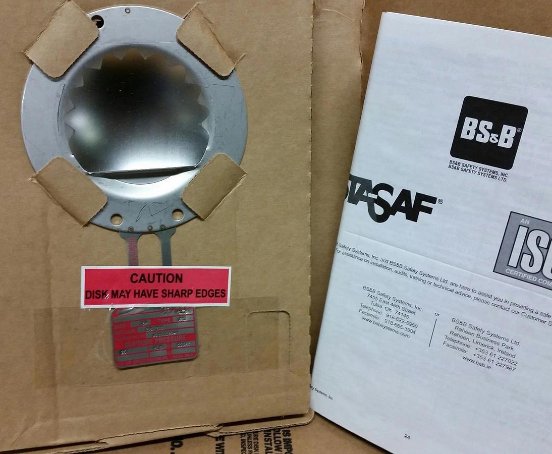 BS&B 3" Rupture Disk type JRS, 25 PSIG @ 220°F  316/316