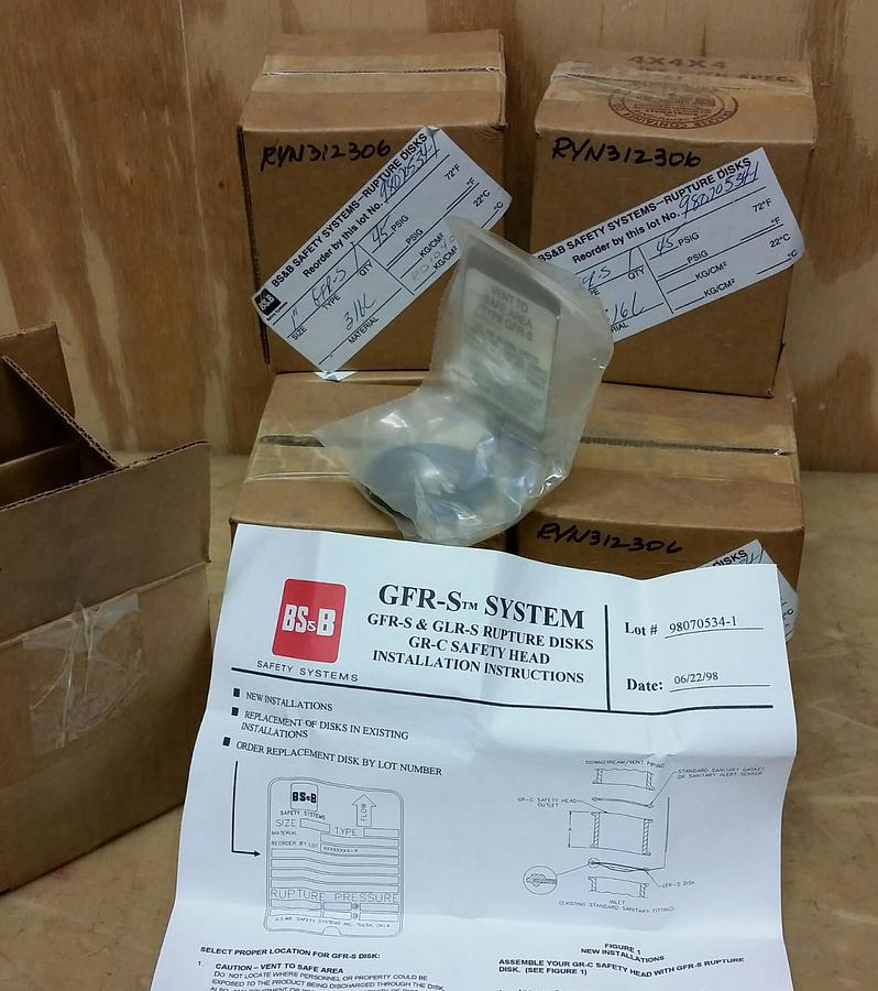 BS&B 1" GFR-S Rupture Disk 45 PSIG @ 72°F  316