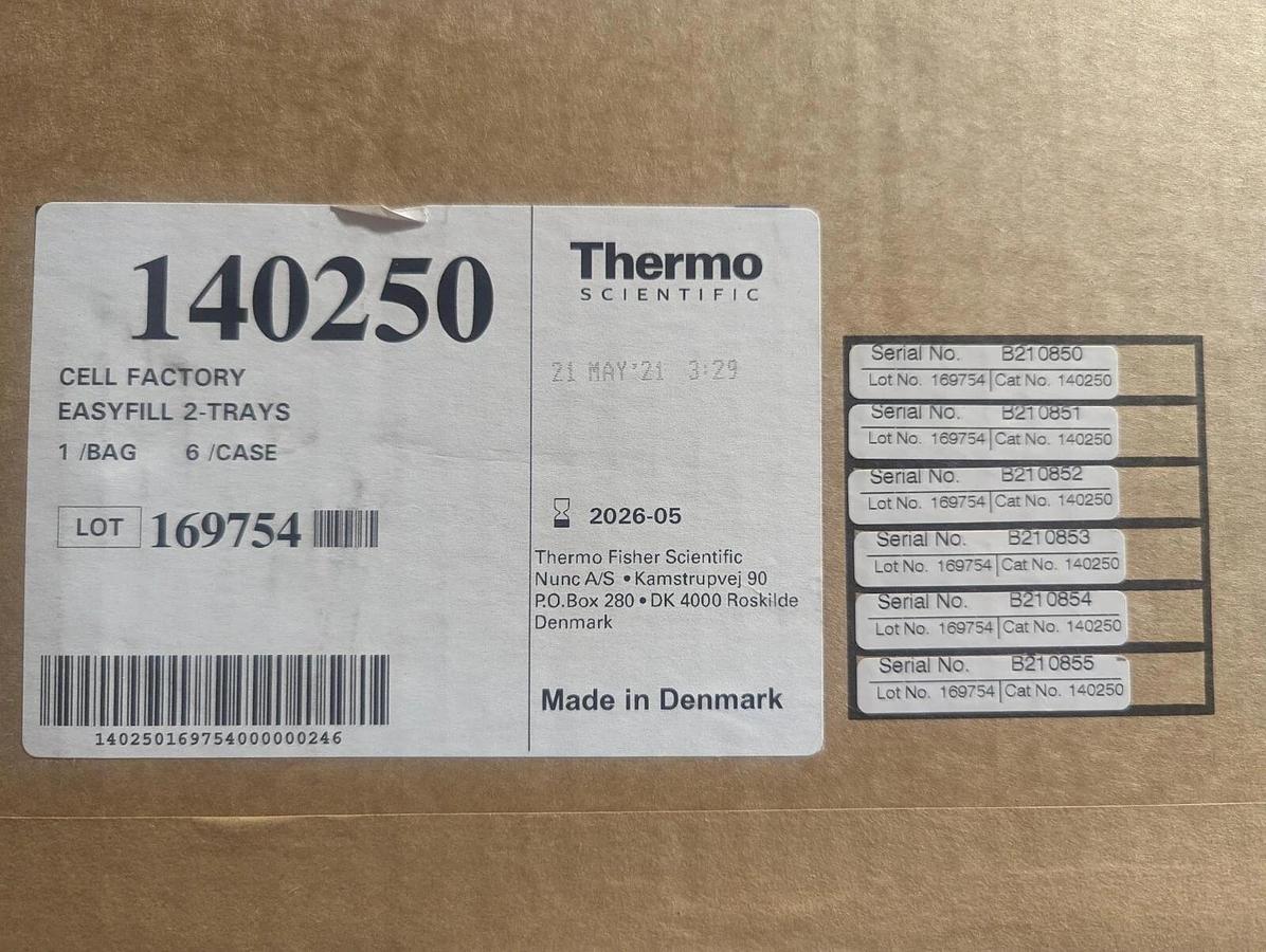 Used Thermo 140250 Cell Factory EasyFill  2 -Trays 1/bag  6/case  (Sealed Box)