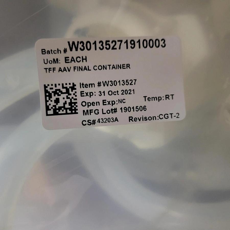 Repligen FlexBIOSYS 50L carboy, TFF AAV Final Container,  with connections