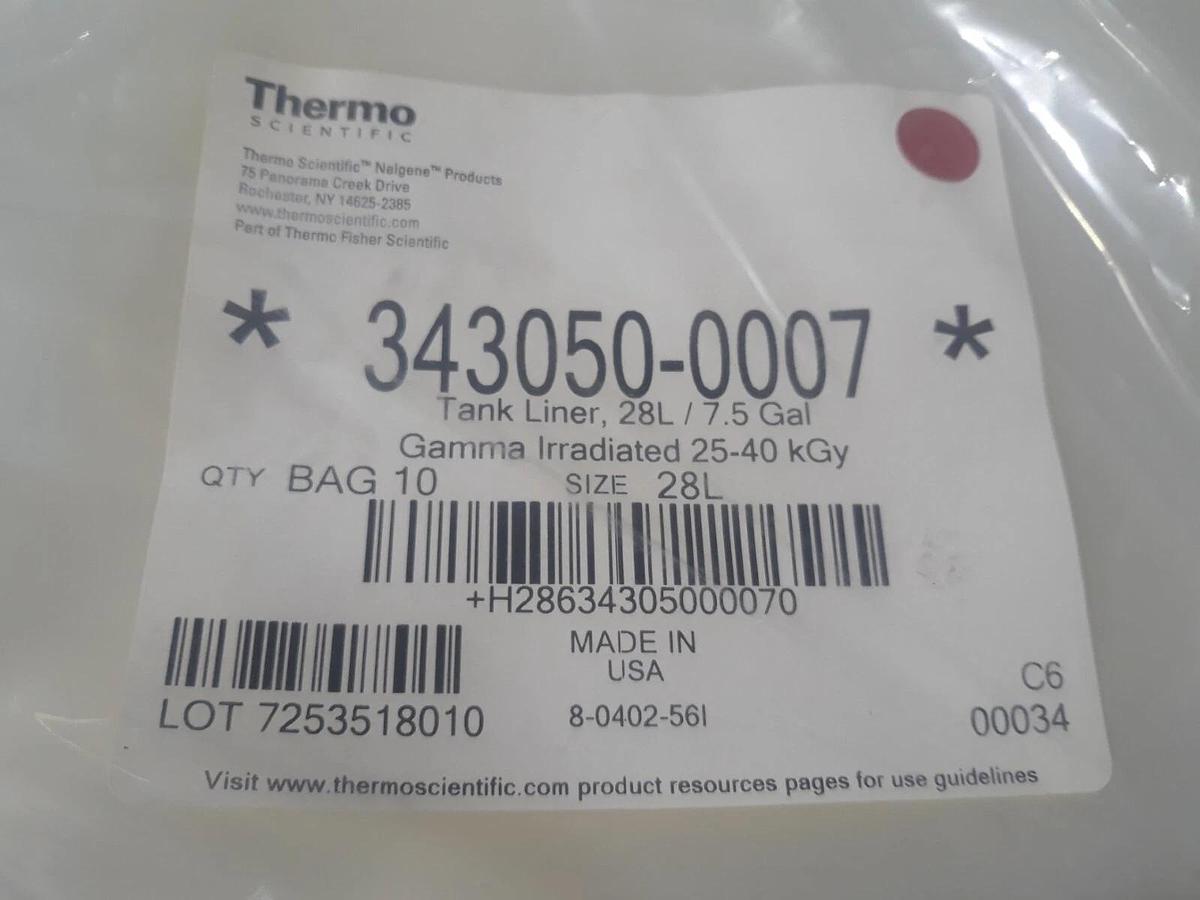 10 Units Thermo Scientific 343050-0007 Tank Liner 28L /7.5 Gal