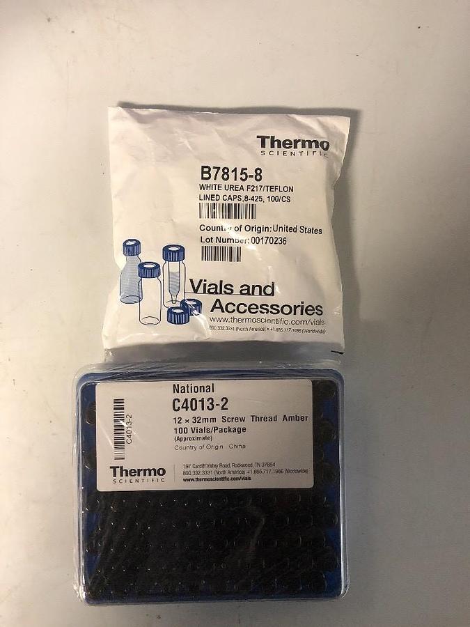 Used National C4013-2 12x32mm Screw Thread Amber 100 Vials W/ B7815 White Urea Caps
