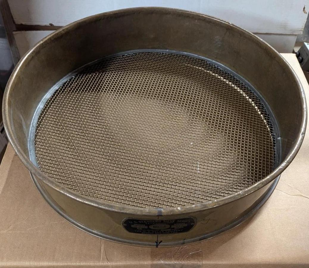 Used 18"  USA Standard Testing Sieve Brass, Size  No. 40, 20, 8, 7/16, 4,5/8, 1/4