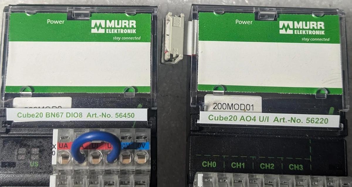 Used Murr Elektronik Cube20 BN67  DIO8  56450 &  Cube20 AO4 U/I  56220
