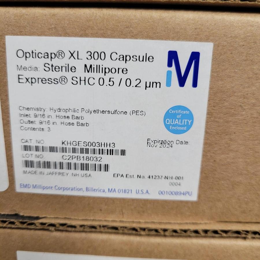 Millipore Opticap XL 300 PES Capsule KHGES003HH3, 0.5/ 0.2 um   (3 Capsules/box)