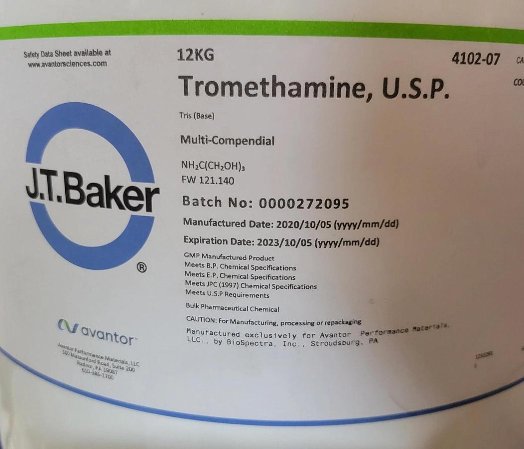 J.T. BAKER  TROMETHAMINE U.S.P  MULTI-COMPENDIAL  4102-07  *EXP 2023*  12 KG