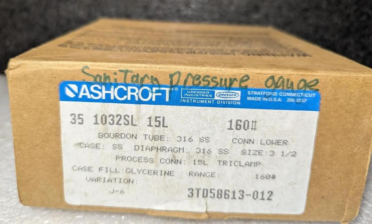 Triclamp  Ashcroft Guage 1032SL  0-160PSI welded Aisi 316 tube&socket Glycerine