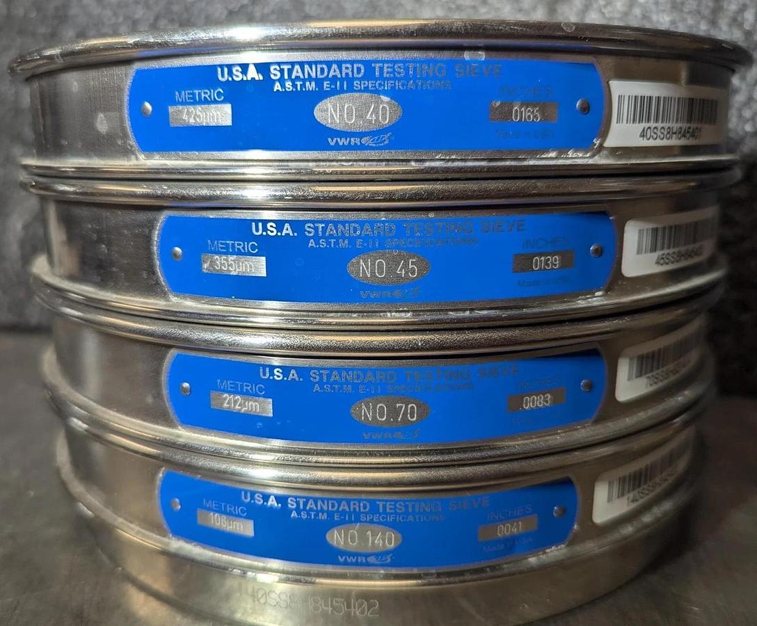 Used 8" USA Standard Testing Sieve Stainless Steel, Size  No. 140,70,45,40
