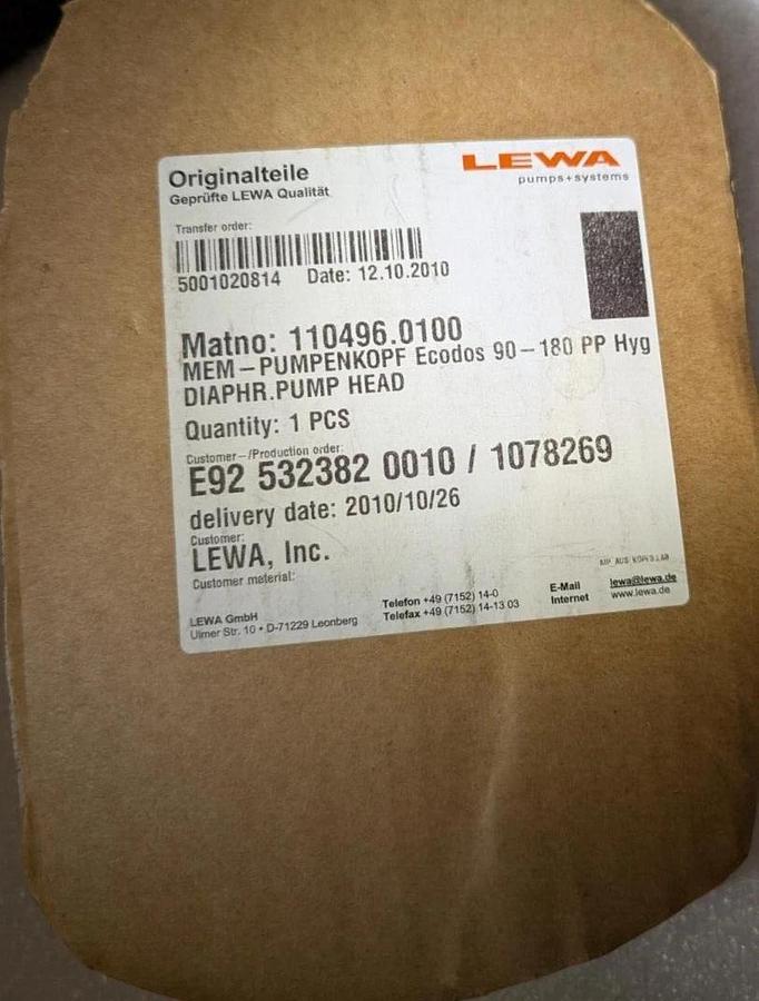 Lewa Kit  Pumpenkopf Ecodos 90-180 PP  Hyg DIAPHR  Pump Head