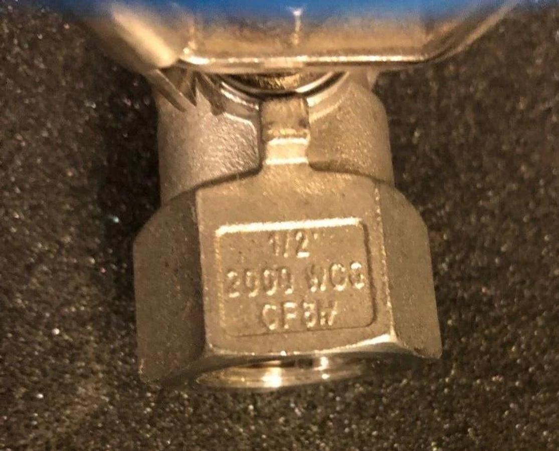 Velan 1/2" HB-2000 one-piece ball valve, 2000 psi, stainless steel, threaded