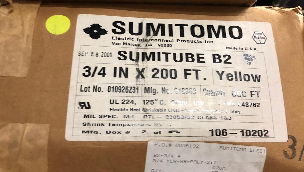 600' Sumitomo Electric Sumitube B2  3/4" Heat Shrink tubing Yellow