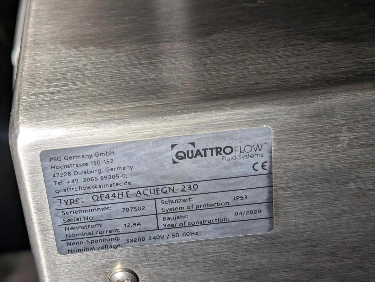 Used QuattroFlow QF44HT-ACUEGN-230 Diaphragm Pump On Stainless Steel Cart