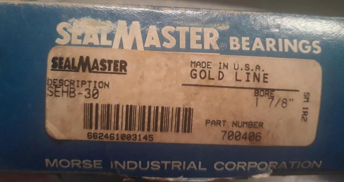 Used NEW SEAL MASTER, SEHB-30, 1-7/8", Cast Iron Hanger Unit Ball Bearing 1.875.