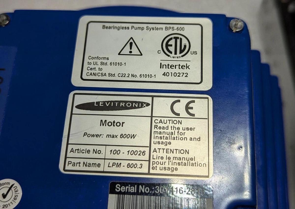 Used Motor Levitronix LPM-600.3 Bearingless Pump  W/ LPC-600.3 Controller