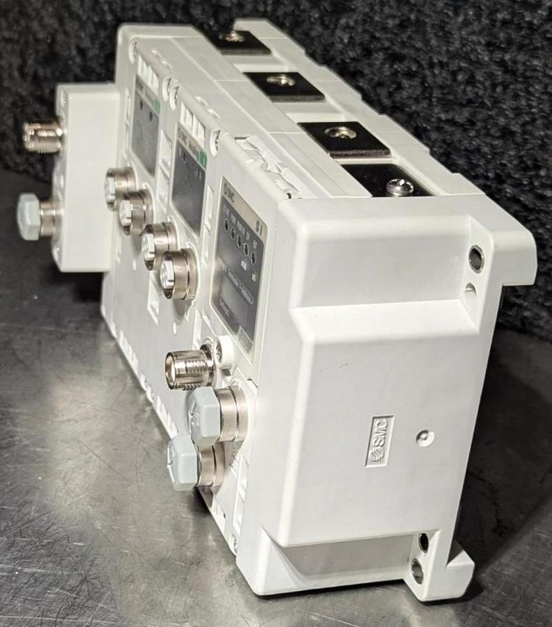 Used SMC EX600-ED2 ,  (2) EX600-AXA,  EX600-SPR1A, EX600-EU1 Valve Analog Module