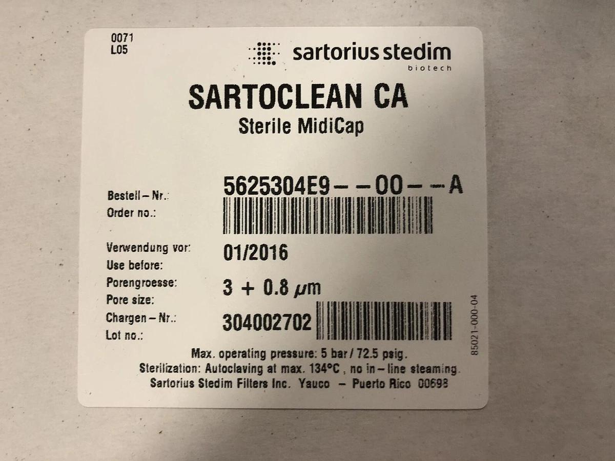 Used Sartorius Stedim SARTOCLEAN CA 3 + 0.8um MIDICAP (2 In Box As Shown In Pictures)