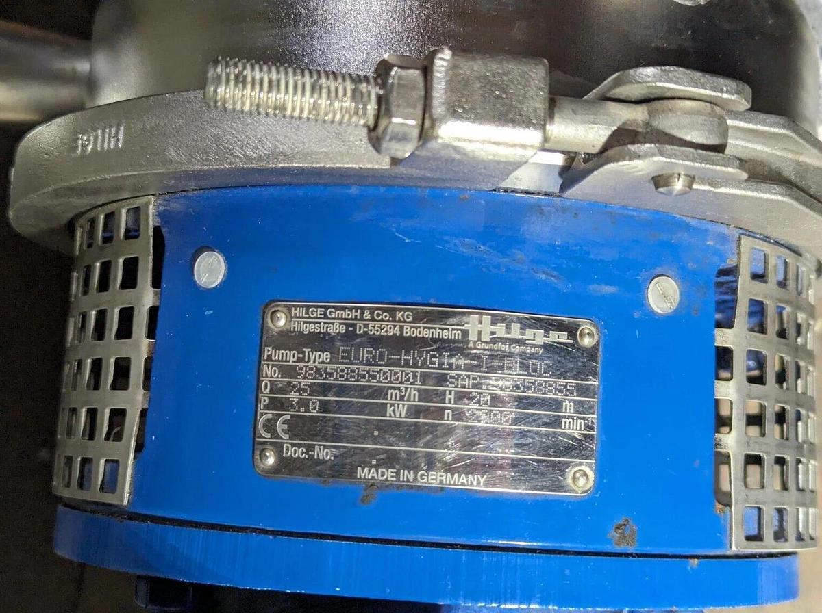 Used Hilge Centrifugal  Pump-type EURO-HYGIA-I-BLOC  Stainless Steel