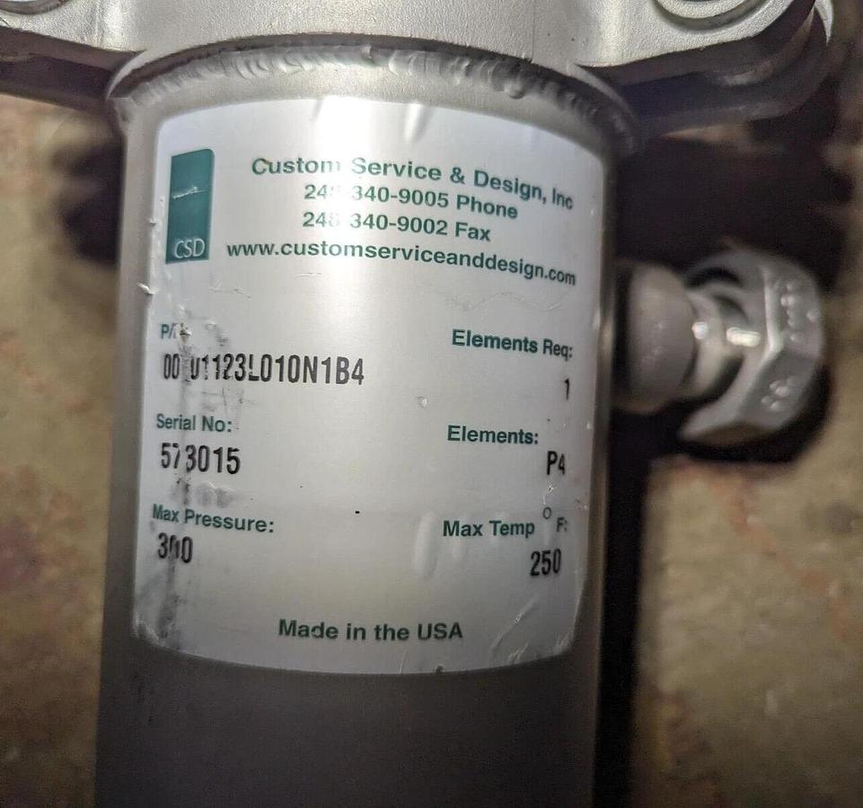 Used CSD Custom Service And Design 043L Stainless Steel Filter Vessel 12"
