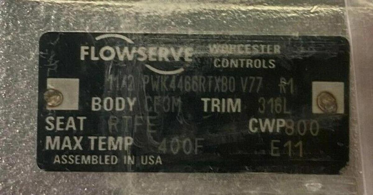 Used Flowserve Worcester Controls 1-1/2'' Ball valve PWK4466RTXBO Butt Weld 400F