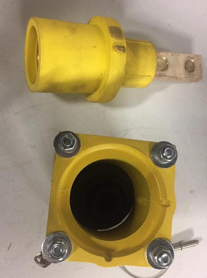 Used Leviton Rhino-Hide 49 Series Female Panel Mounted Receptacle - Yellow