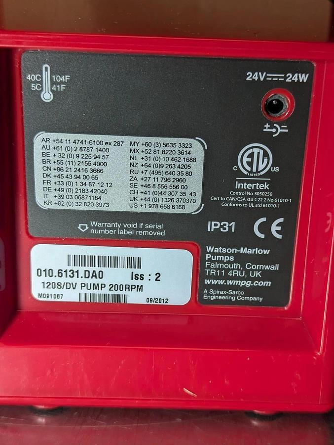 Watson Marlow  120S/DV Peristaltic Pump 010.6131.DA0