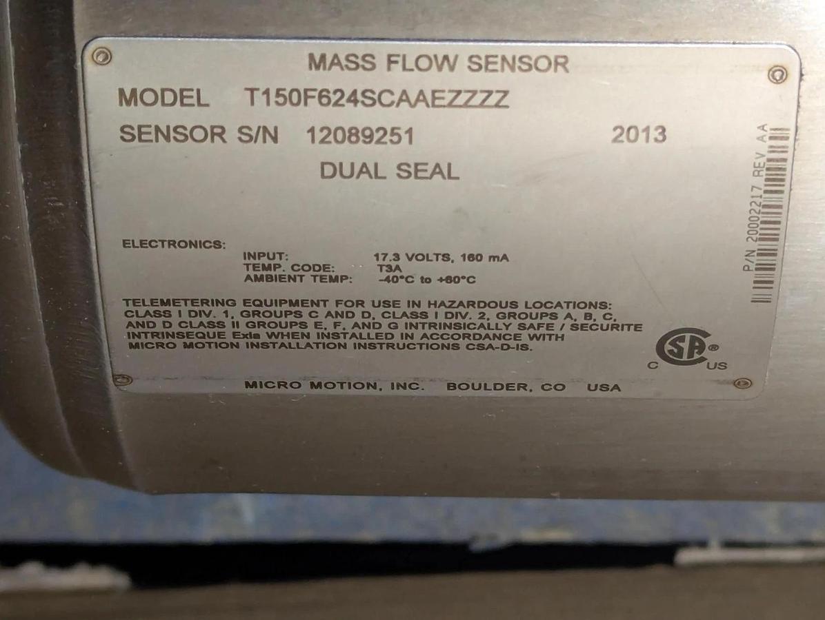 Used Micro Motion T150F624SCAAEZZZZ  Mass flow sensor 1 1/2"