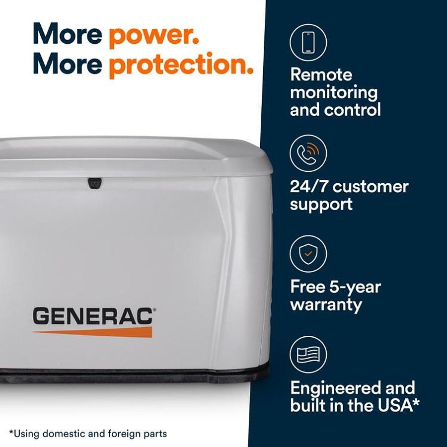 Generac 7235 22kW with ATS, AIR-COOLED STANDBY GENERATOR Residential/Commercial