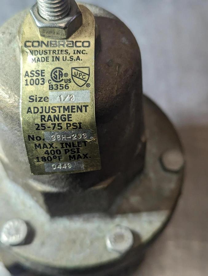 Used Combraco ASSE 1003 / 36H-203 Water Pressure Reducing Valve 1/2" 400PSI