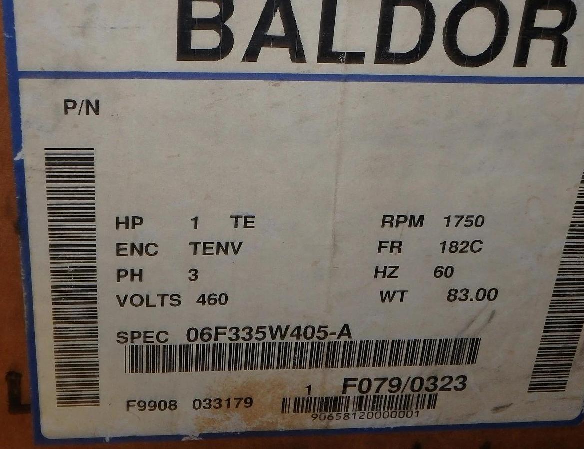 BALDOR 1 HP Automotive Industry High Efficiency Electric Motor 460V 1750  182C