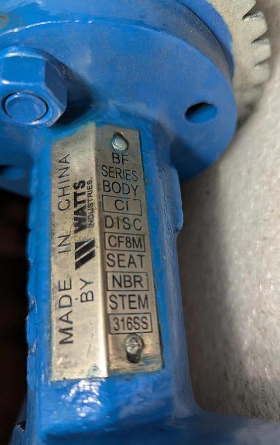Watts  4" BF 03-131-25-M2  Butterfly Valve  316SS