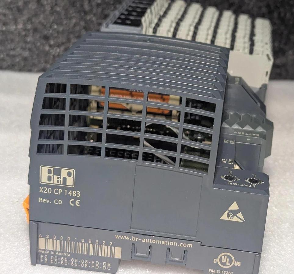 Used B&R  X20 CP 1483  PLC CPU Controller with (8) X20 CS 1030 Digital Input Modules
