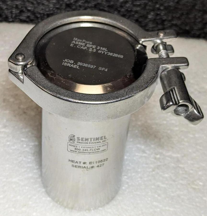 Used Sentinel Process Bottles 316L stainless steel 275 ml,  Tri-Clamp fittings