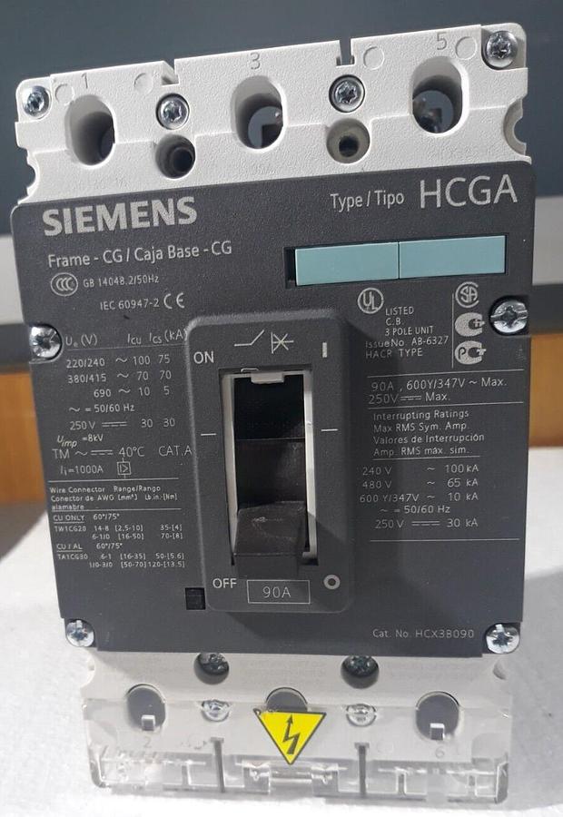 Used Siemens HCX3B090  Type HCGA  90A  3 pole Circuit Breaker