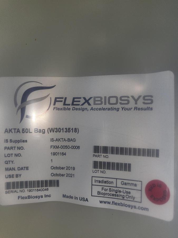 5 - AKTA 50L Bags, FLEXBIOSYS SINGLE USE DISPOSABLE BAGS, BOX of 5 (W3013518)