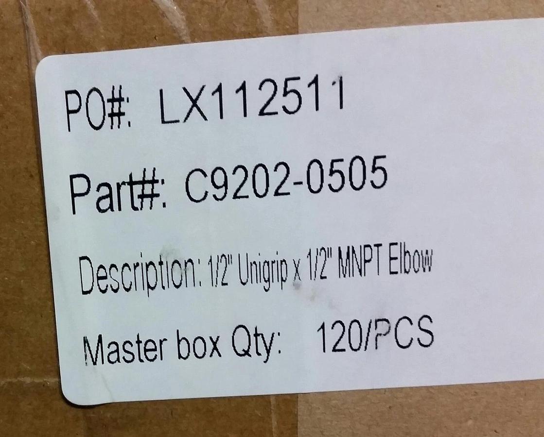 6 Copper Unigrip Sharkbite PEX push to fit 1/2" elbow x 1/2"  male adapter