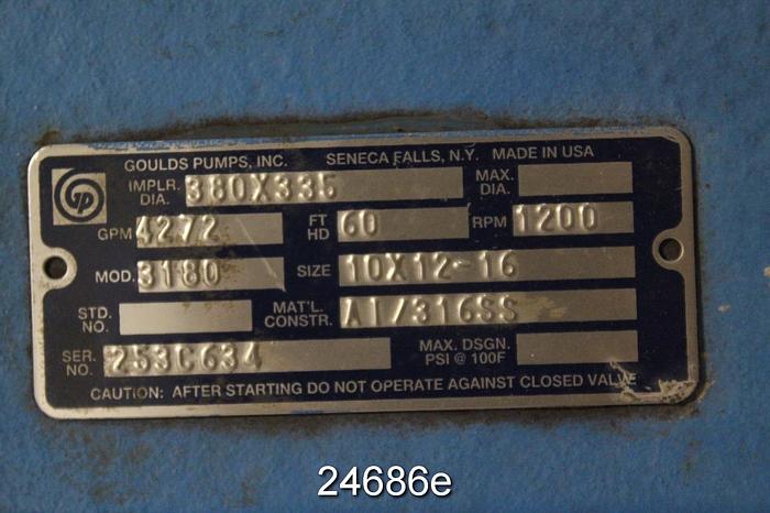Used Goulds 3180 Pump, 10x12x16, 5 Vane Impeller #24686