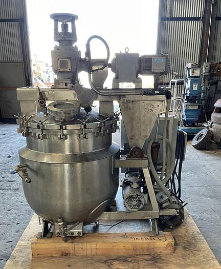 Used 250 LITER J.C. PARDO TRIPLE MOTION VACUUM KETTLE - 316 S/S - 20 PSI/FV/100 PSI JACKET