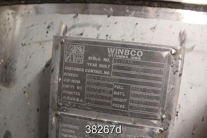 Used Winbco 3500 Gallon Stainless Steel Tank #38267