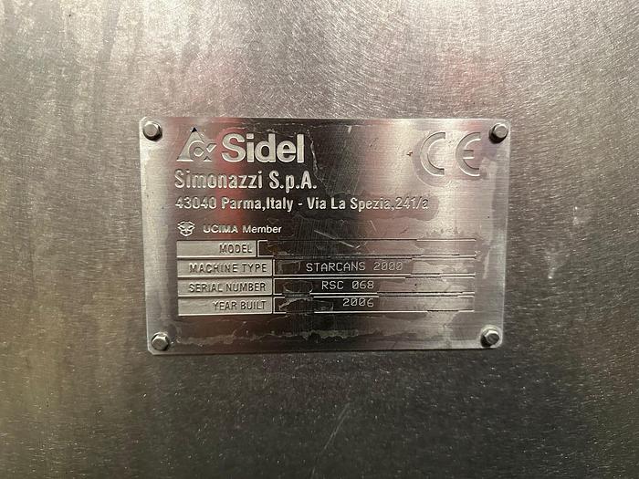 Used Complete Sidel Starcans 2000Filling Line Capacity of 76,000 cans per hour