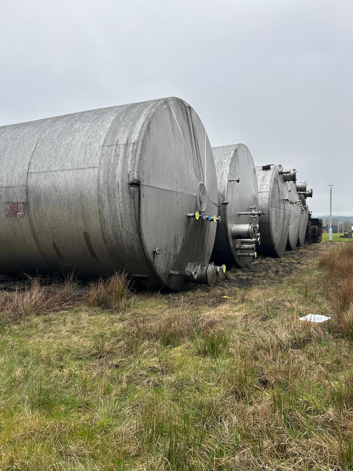 Used 100,000 Litre Stainless Steel Storage Tanks