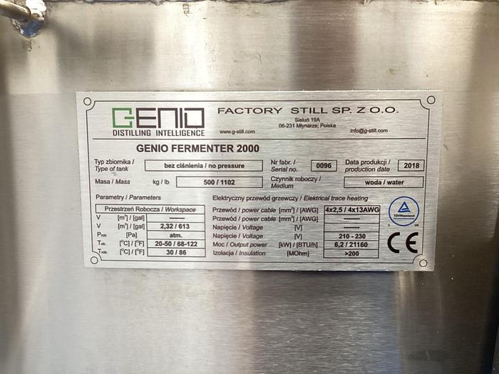 Used 2,000 Litre Stainless Steel Fermenting Vessels