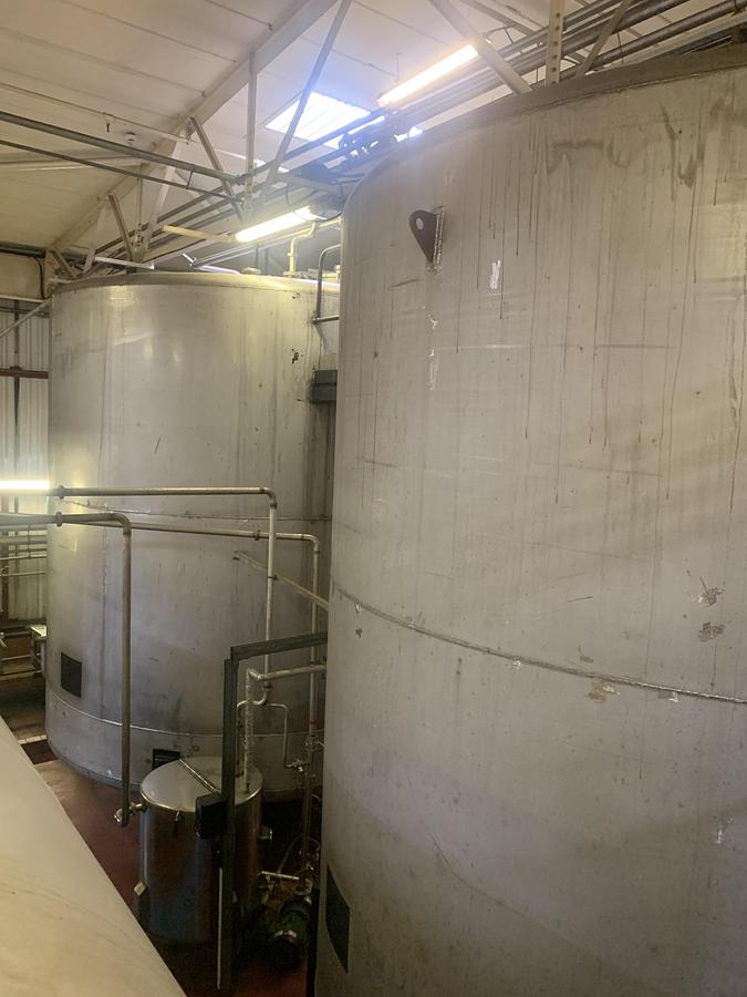 Used 2 x 59,300 Litre Stainless Steel Vertical Storage Tanks Ex Distillery