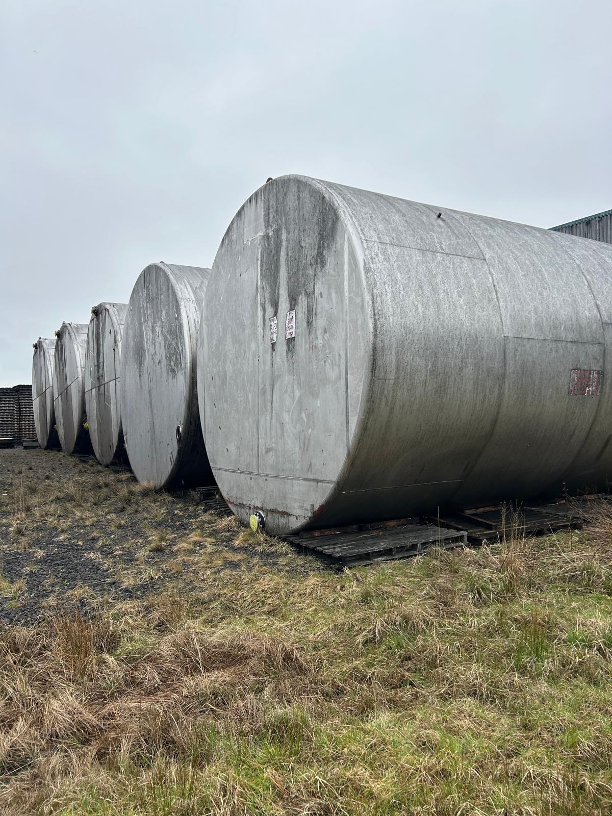 Used 100,000 Litre Stainless Steel Storage Tanks