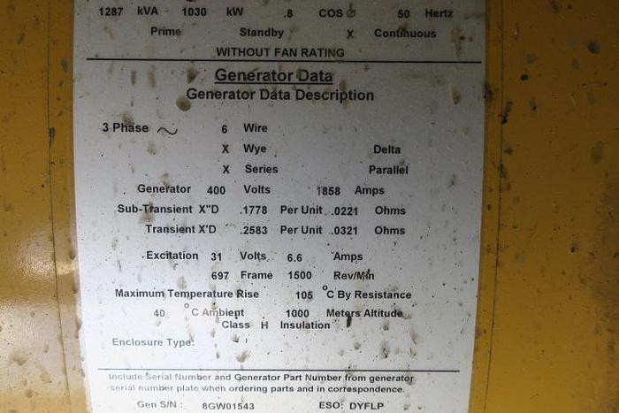 Used 2009 Caterpillar G3516 - 1030 KWe