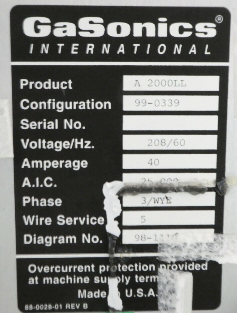 Used GASONICS 99-0339 Aura A2000LL Plasma Asher Stripper Novellus A95-205-01 Spare