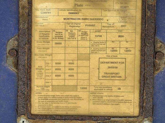 Used 2007 Montracon 3 axle / air suspension / ROR