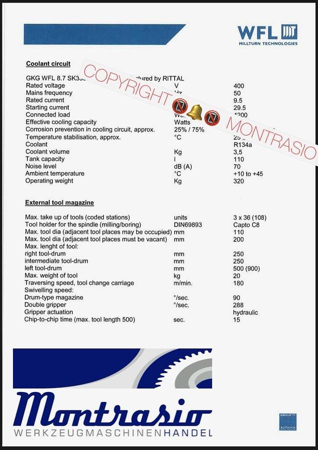 Used WFL MILLTURN Dreh, Fräs und Bohrzentrum M60 x 4500 Baujahr 2005