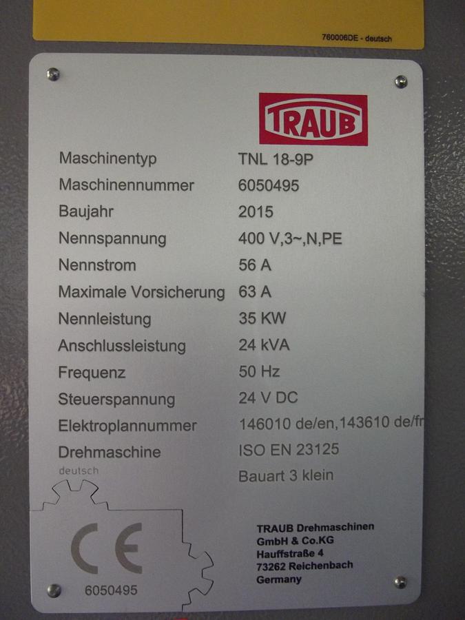 Used 2015 INDEX-TRAUB TNL 18-9P